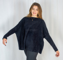 Damski miły ciepły długi lekki sweterek alpaka Salma - czarny - Moda Sanok