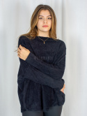Damski miły ciepły długi lekki sweterek alpaka Salma - czarny - Moda Sanok