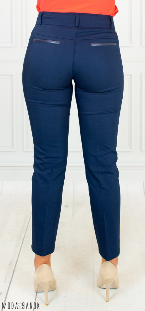 Spodnie damskie eleganckie MTM cygaretki 7/8 - granatowe - Moda Sanok Spodnie damskie eleganckie MTM cygaretki 7/8 - granatowe - Moda Sanok