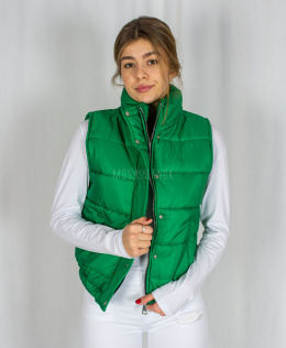 Kamizelka -bezrękawnik HILDA puchowa krótka oversize w kolorze zielonym MODA SANOK