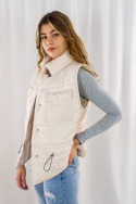 Kamizelka-bezrękawnik SALMA w kolorze beżu ze ściągaczem w pasie oversize MODA SANOK Kamizelka-bezrękawnik SALMA w kolorze beżu ze ściągaczem w pasie oversize MODA SANOK