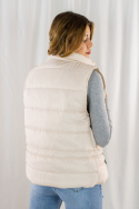 Kamizelka-bezrękawnik SALMA w kolorze beżu ze ściągaczem w pasie oversize MODA SANOK Kamizelka-bezrękawnik SALMA w kolorze beżu ze ściągaczem w pasie oversize MODA SANOK