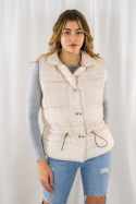 Kamizelka-bezrękawnik SALMA w kolorze beżu ze ściągaczem w pasie oversize MODA SANOK Kamizelka-bezrękawnik SALMA w kolorze beżu ze ściągaczem w pasie oversize MODA SANOK