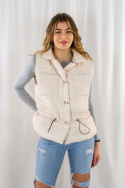 Kamizelka-bezrękawnik SALMA w kolorze beżu ze ściągaczem w pasie oversize MODA SANOK Kamizelka-bezrękawnik SALMA w kolorze beżu ze ściągaczem w pasie oversize MODA SANOK