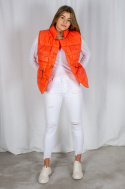 Kamizelka-bezrękawnik SALMA w kolorze pomarańczowym ze ściągaczem w pasie oversize MODA SANOK Kamizelka-bezrękawnik SALMA w kolorze pomarańczowym ze ściągaczem w pasie oversize MODA SANOK