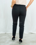 Spodnie BB eleganckie czarne z gumą w pasie, cygaretki 7/8, złote dwurzędowe guziki - MODA SANOK